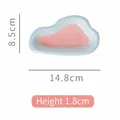 Hand-painted ceramic cloud-shaped pet food dish in blue and pink for cats and dogs - S / Cloud Shape / Pink Blue Patchwork Plaid