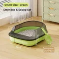 Small green semi-enclosed cat litter box set with scoop, dimensions 42.5x34x16cm. - Capsule Litter Box Small / 42.5x34x16cm / Green