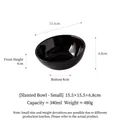 Small black slanted ceramic pet bowl with 340ml capacity and 480g weight for cats - Small Slanted Bowl (Glossy Black)