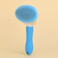 Professional blue self-cleaning slicker brush for pet grooming, deshedding and massage - Blue (Soft Handle)