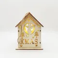 Handcrafted wooden Christmas house ornament with gold XMAS lettering and angel design - Angel