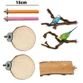 Set di posatoi in legno naturale per pappagalli con barre colorate da 15 cm e pedane in legno - Set da 7 Pezzi (Stile 1)