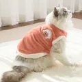 Cozy warm plush pet vest for cats with cute sheep embroidery in coral pink color - XS / Tops / Orange