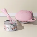 Couvercle de boîte en silicone rose et cuillère à nourriture pour animaux domestiques - Ensemble Combinaison Rose