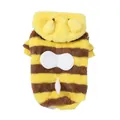 Adorable soft winter fleece little bee dog costume featuring yellow and brown stripes - S / Two-Legged Bee Hoodie (With Hood)