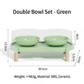 Ciotola doppia in ceramica verde rialzata per animali con supporto in ABS - Set Doppia Ciotola / Verde
