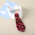 Formal pet collar with classic red and black plaid necktie for small dogs and cats - Snowflake Black and Red Plaid