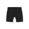 Close-up of black quick-dry compression shorts for men featuring side storage pockets - S / Bottoms / Black