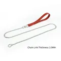 2.0mm stainless steel P-chain dog leash with red handle for medium and large dogs - 2.0mm-120cm