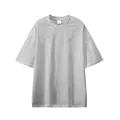 Detailed view of a grey 330g heavyweight drop-shoulder oversized cotton T-shirt - Mixed Grey