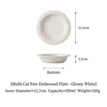 Bol pour chat en céramique blanche avec empreintes de pattes et dimensions - Assiette de Protection Patte de Chat