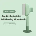 Professional self-cleaning pet slicker brush for cats and dogs in mint green color - New Straight Comb / Mint Green