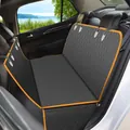 Housse de siège auto imperméable grise pour animaux avec bordure orange pour siège arrière - Noir Avec Bordure Orange