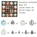 44-piece assorted Christmas ball ornament set with various sizes and elegant patterns - 44 Pieces / Blue and Silver
