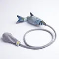 Interactive realistic fish cat teaser toy with hand-squeeze air pump bulb and grey cord - Crinkle Paper Version / Crucian Carp Replacement Head