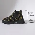 Chelsea-laars met gouden vlinderprint, 4,5 cm hak en een schachthoogte van 9,5 cm - 35 / Zwarte Basis Met Goudopdruk