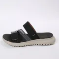 Casual black women's flat beach sandals featuring adjustable velcro strap design - 36 / Black