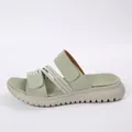 Sandalias de plataforma verde claro para mujer con correas de velcro para playa - Verde