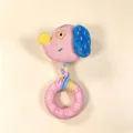Pink plush dog squeaky toy featuring braided cloth rope and textured TPR teether ring - 17*11cm / Pink Dog