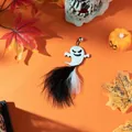 Spooky Halloween ghost cat toy with black and white feathers and a small jingling bell - No. 6 Ghost Feather Refill