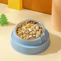 Modern light blue tilted pet bowl with stainless steel insert for cat neck protection - Regular Fit / Stainless Steel Inner / Blue