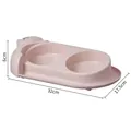Ergonomic pink tilted double pet bowl for cats and dogs with neck protection, 32x17.5x6cm - Basic Double Bowl (Plastic) / Small Cat Model (32x17.5x6cm) / Pink