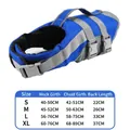 Blue reflective dog life jacket variant with size chart table for S M L XL - S / Blue Life Jacket
