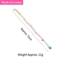Soft plush cat teaser wand replacement head with colorful pom-poms, 72cm length - Plush Ice Cream