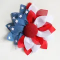 Patriotic flower wreath for Independence Day in red white and blue burlap mesh decor - Red Heart Style (J3-24) / 40CM