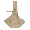 Khaki pet sling carrier bag with safety leash and checkered lining for small dogs and cats. - With Phone Pocket / Khaki-Fleece