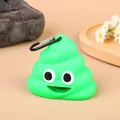 Portable green poop emoji shaped pet waste bag dispenser with black carabiner clip - Pet Poop Scooper / Green