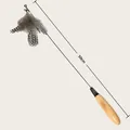 Baguette pour chat de 50 cm avec manche en bois ergonomique et plume tachetée - Style Plume Tachetée / 50cm / Gris tacheté