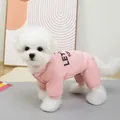 Cute pink thickened fleece dog tracksuit for small puppies to stay warm in winter - S / Pink