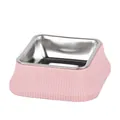 Pink Roman column style separable pet bowl with durable stainless steel inner basin - Square Roman Column / Pink