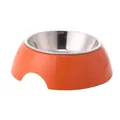 Langlebiger orangefarbener Edelstahlnapf für Hunde und Katzen in der SKU-Ansicht - Schüssel mit Edelstahleinsatz / 16x16x4.8cm / Orange