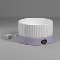 Automatic heated pet water dispenser bowl in lavender and white with touch controls - White Bowl + Purple Heating Base; 750ML