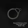 Heavy duty 2.5mm stainless steel P-chain dog collar, 50cm length, weight 135g variant - Double Row Slip Chain / 2.5mmx50cm