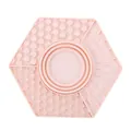 Pink hexagonal silicone slow feeder pet lick mat with various textured feeding zones - Style 2313 / Pink