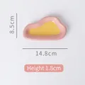 Irregular cloud shaped ceramic cat bowl in pink and yellow finish, 14.8cm width - S / Cloud Shape / Pink and Yellow Contrast