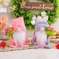 Charming pair of pink and grey plush faceless gnome dolls for festive home decoration - Tulip Doll (C3-13/14)