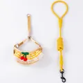 Cute yellow plaid pet harness and leash set with cherry ornament for small cats and dogs - S / Yellow