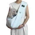 Cómoda bolsa de transporte gris claro para perros pequeños y gatos en el modelo - Bolsa Mezcla Algodón Correa Ajustable / Gris claro