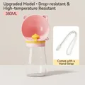 Portable 380ml pink bear-shaped pet water bottle with lanyard for dogs outdoor travel - S / Pink