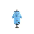 Blue winter hooded dog jacket with quilted dachshund pattern displayed on mannequin - S / Blue
