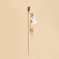 Interactieve katoenen linnen kattenhengel met houten stok en witte veren muis - Nr. 4 - Muisvorm