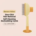 Ergonomic self-cleaning pet slicker brush for dogs and cats in banana yellow finish - New High-Low Comb / Banana Yellow