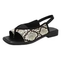 Chic snakeskin print square toe sandals with comfortable slingback strap - 35 / Snake Print