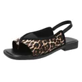 High-definition detail of leopard print toe-loop sandal with a chic square toe design - 35 / Leopard Print