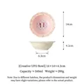 Ciotola per gatti in ceramica rosa a forma di UFO con disegno di coniglio e peso - Ciotola a Disco