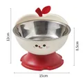 Apple-shaped raised pet bowl with stainless steel insert, 15cm wide - Stainless Steel Bowl Set / White